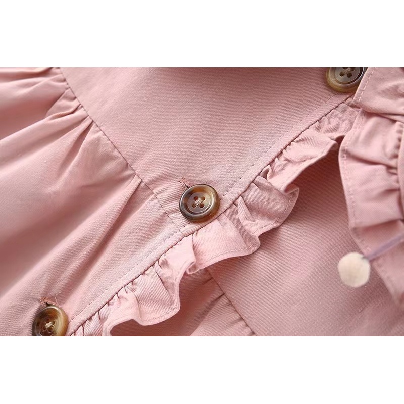 Conyson Infant Girls Solid Cute Coat Button Long Sleeves Baby Clothing Flower Dress Litter Princess Boutique Jacket