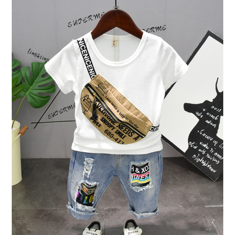 2021 Fashion Cool Summer Joker Newborn Baby New Summer Kids Clothes Baby Clothing Sets Short Sleeved Two Pieces Boys Suits