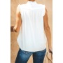 Conyson Hot Sale New Style Summer Woven Lotus Sleeve Lotus Collar Button Ruffle Formal Women's Vests And Chiffon Waistcoats