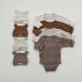 Conyson Wholesale Infant Girls Clothes Sets Cotton Solid Clothing With Bear Hat Pants Newborn Unisex Baby Romper Suit