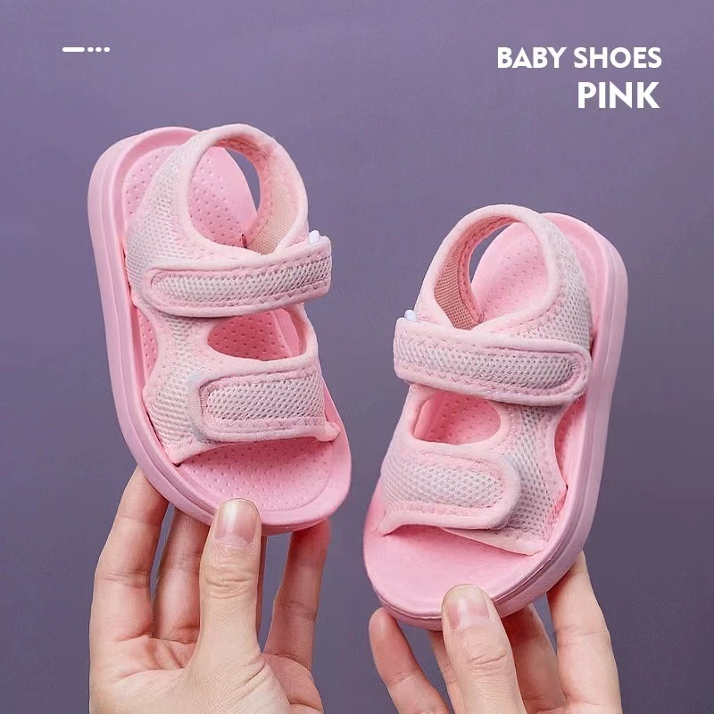 Conyson New Summer Children Boys Girls Flat Beach Shoes Kids Casual Student Net Hook And Loop Soft Non-slip Fashion Sandals