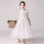 Factory High Quality Formal Trailing Birthday Puff Sleeve Knee-Length Party Wear Flower Dress Girl