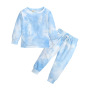 Conyson hot sale fashion Designer Non-hooded Long Sleeve TIE-DYE children clothes Girl autumn Kids wholesale Clothing Sets