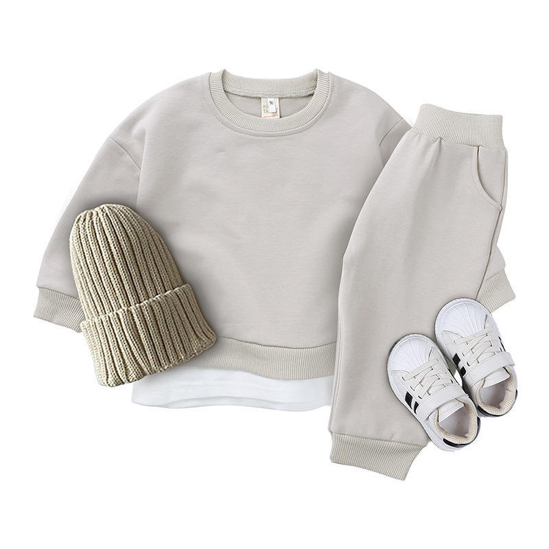 Kids Clothing Sets Custom Logo Patchwork Boys Girls Unisex Casual Clothes Jogger Set Sweat suit Tracksuit 2 Piece Sets