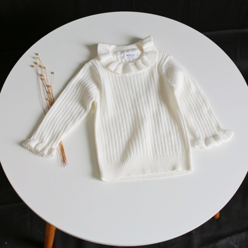 Cotton Winter Keep Warm Kids Clothes Girls Stylish Plain Baby Knitted Pullover Kids Girls Sweater Bottoming Shirt