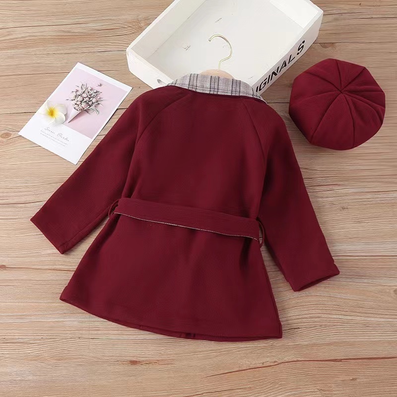 Comyson Wholesale Warm Wear Solid Midi Children's Girl Jacket Korean Elegant Kids Girls Long Sleeve Dust Coat