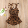 Conyson Summer Infant Baby Girls Clothing Leopard Overalls 4 Colors Sleeveless Button Shorts Jumpsuits Fashion Outfits