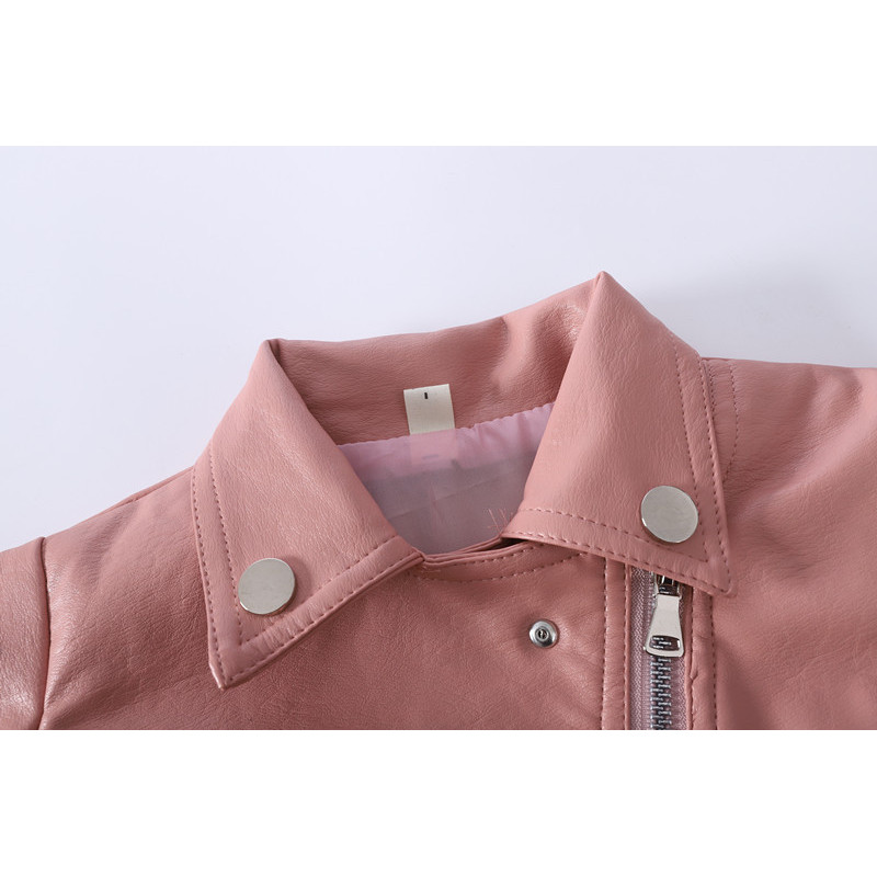 Conyson high quality korea fashion boutique fall kids girls designers solid clothes PU leather winter clothing wholesale jacket