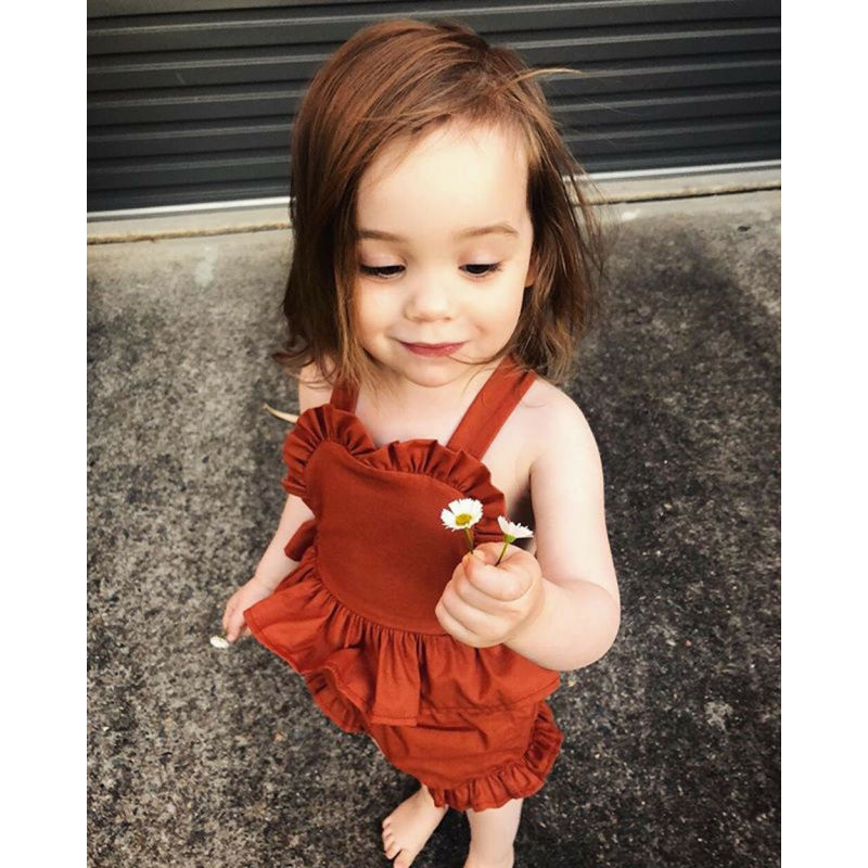 Conyson Summer baby girls ruffle shirt pp shorts 2pcs outfit infant sling tops shorts Outfit Toddler Kids Floral Newborn Set