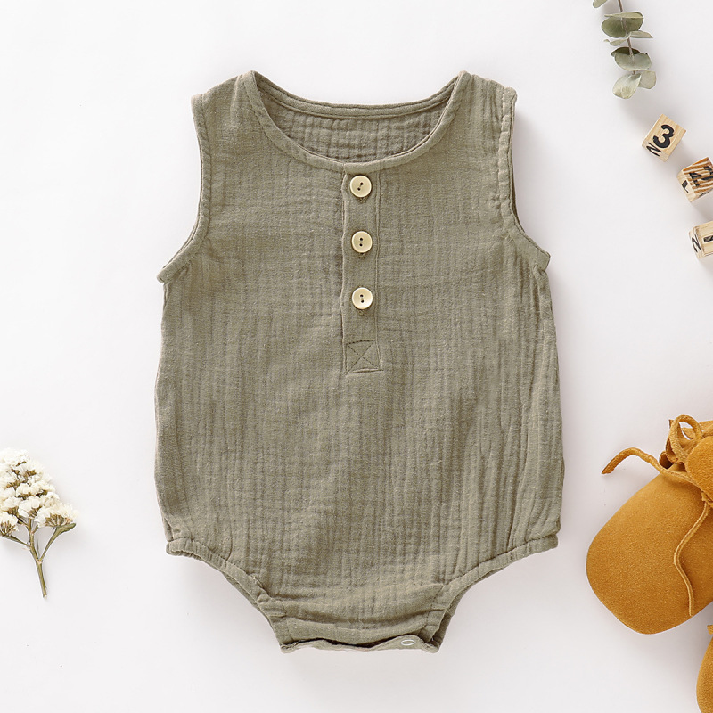 Newborn Sleeveless Soft Linen Baby Jumpsuit Boutique Newborn Jumpsuit Rompers