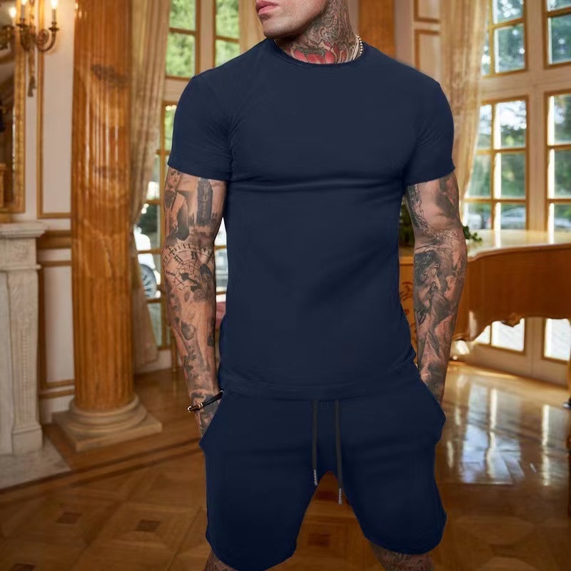 Custom Logo Summer Color Block Men Soccer Training Jogging Suit 2 PC Suit T Shirt And Short Set Mens Shorts Set