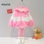 Conyson Casual Baby Girl Zipper Clothes Set Cute Hooded Sportswear Letter Infant Girls Long Sleeve Outfit 2Pcs Tracksuit