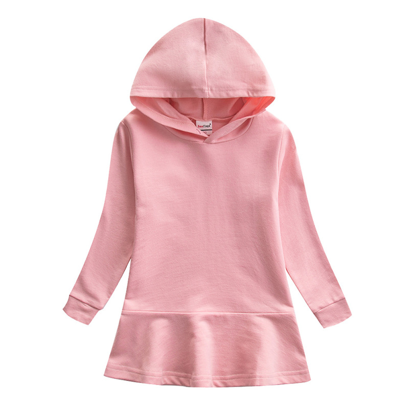 Conyson custom logo fashion hoodie Summer cotton baby Kids lotus leaf skirt clothes wear child long sleeve clothing girl Dresses