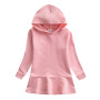 Conyson custom logo fashion hoodie Summer cotton baby Kids lotus leaf skirt clothes wear child long sleeve clothing girl Dresses