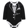Conyson Infant Climbing Clothes Gentleman Style Printed Cotton Short Sleeve Summer Toddler Boy Jumpsuit Triangle Baby Rompers