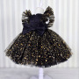 Conyson Princess Dress Girls Sequin Tutu Lace Mesh Birthday Prom Toddle Kids Elegant Party Clothes Children Baptism Dresses