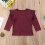 Conyson Wholesale New Toddler Kids Baby Girls Autumn Clothes Tops Long Sleeve Pullover Ruffles Solid Cotton T-Shirts Tops Outfit