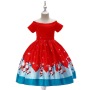 Conyson Wholesale Hot Sale Designer Christmas Party Wear  Boutique Printed Trailing Baby Girls' Dresses