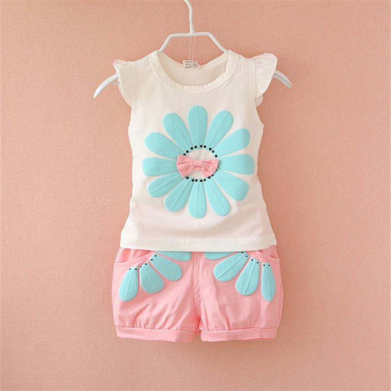 Conyson ins summer infant baby girls Toddler kids clothing suit 2 Pieces short baby children wear girl Pants Fashion clothes Set