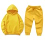 Conyson Cotton Children Unisex Solid Color 2pcs Set Custom Logo Wholesale Girl Hoodies Tracksuit Kids Boy Clothing 2 Piece Set