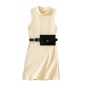 Conyson Kids Clothes Solid Color Round Neck Sleeveless Straight Knitted Dress Waist Belt Bag Set Summer Girls Dresses