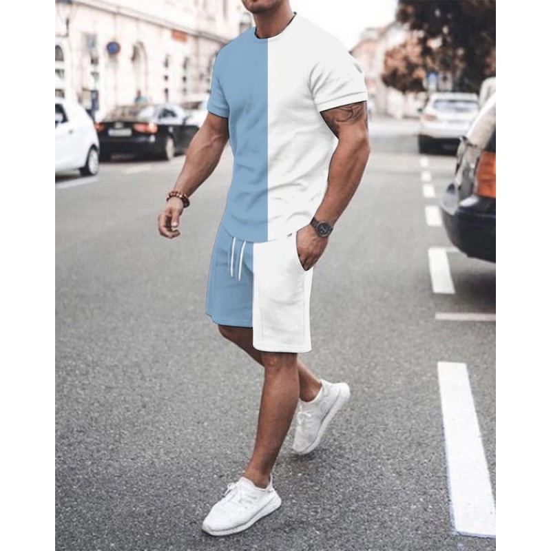 hot sale rts Custom logo Made Outdoor online designer mens summer jogger Clothes suit clothing two-piece adult t-shirt short Set