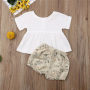 High Quality Floral Print Sweet Woven Baby Girls Ruffle Summer Kids Clothing Set