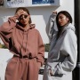 Hot Sale High Quality Custom Long Sleeve Tracksuit Sport Gym Pullover Plain Crop Top 2 Pieces Jogging Oversized Women's  Set