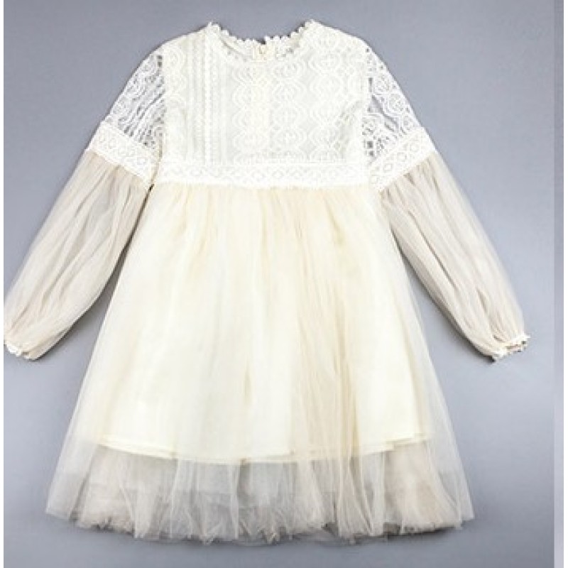 Hot Sale Latest Design Princess Long Sleeve Baby Girl Summer Flower Girl Frock Dress For Kids Girls