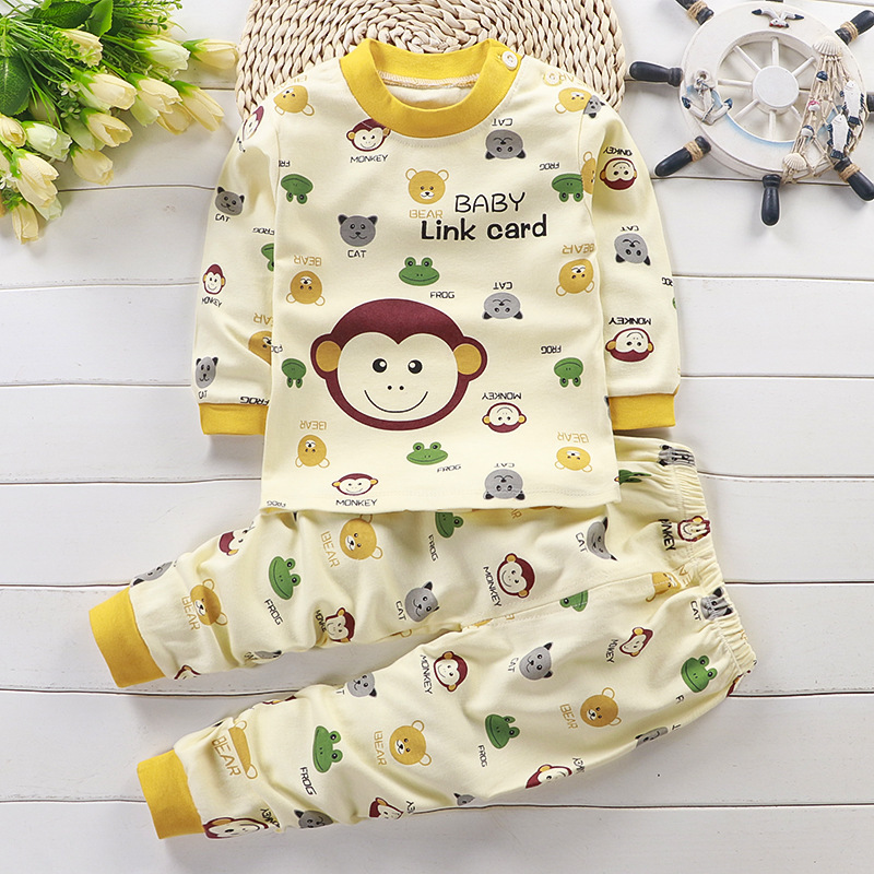 Wholesale Breathable Long Sleeve Kids Sleepwear Cotton Kids Cartoon Pyjamas Korean Kids Pajamas Set
