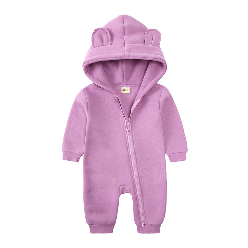 Conyson autumn fashion designer custom logo newborn baby boy long sleeve clothe girl winter zipper cotton hoodie clothing romper