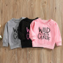 Conyson Wholesale Spring Infant Kids Girls Tops Clothes Baby Letter Print Long Sleeve Pullover Cotton Custom Sweatshirt for Kids