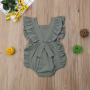 Conyson Wholesale Kids Baby Clothes Summer Sleeveless Candy Color Newborn Infant Baby Girl Solid Ruffle Romper Jumpsuit Outfits