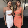 Sexy Colored Pleated Skirt One Shoulder Sling Sleeveless Midriff Skinny Costume Casual Rib Drawstring Women Dresses