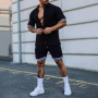 Conyson Slim Fit New Solid Active Wear Buttoned Short Sleeve Shirt Custom Uniform Tracksuit Two Piece Summer Short men Set