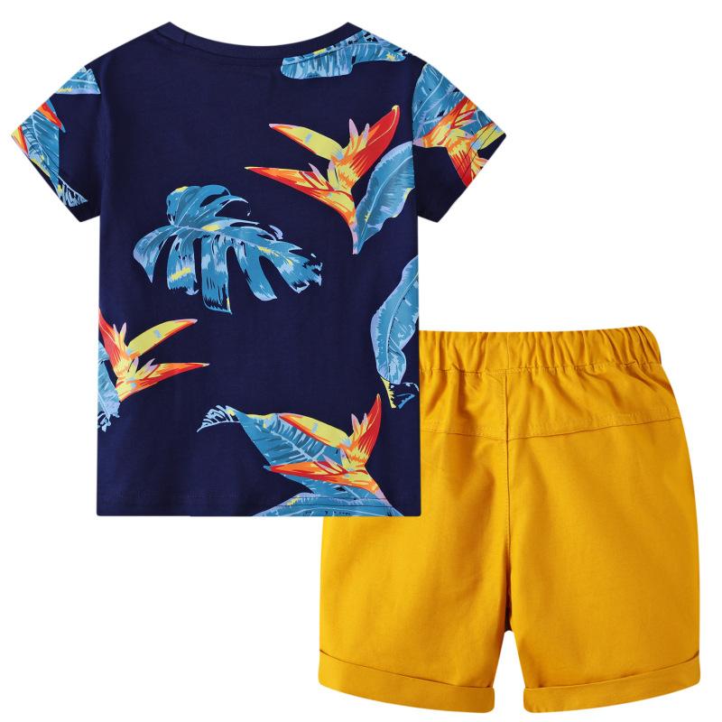 Kids Clothes Boys Summer Shirt Short Baby Clothing Toddler Clothes Set Toddler Floral Print Tee Shorts Baby Boy Shorts Set