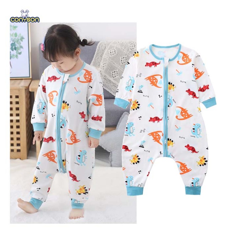 Conyson Infant Printed Cartoon Rompers Newborn Baby Outfit Spring Fall Clothes Kids Boys Girls Cotton Long Sleeve Zipper Romper