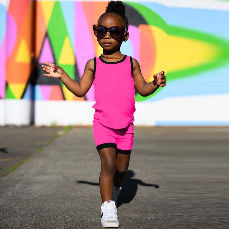 Conyson Kids Summer Vest Sleeveless 1-7 Years Unisex Cute Kids Designer Blank Tracksuit Clothing Set 2023 Girls 2 Pieces Sets