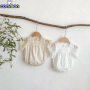 Conyson Wholesale Custom Cute Soft Toddler Clothes New Born Cute Baby Summer Girls Lace Cotton Short Sleeve Baby Girl Rompers