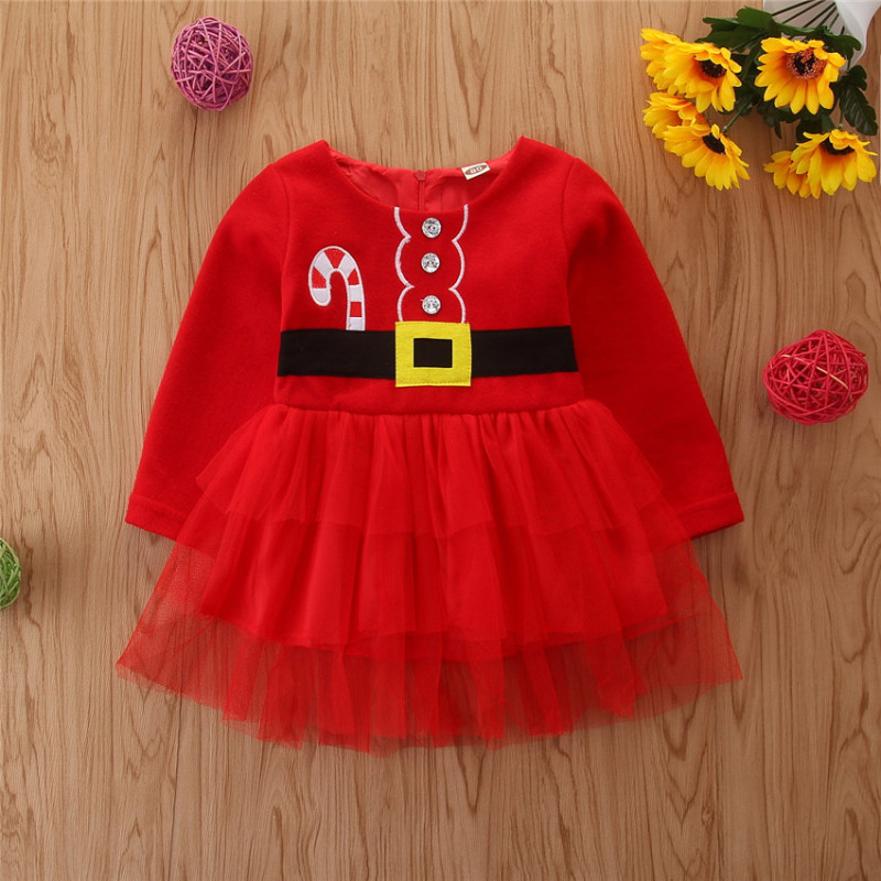 Conyson Christmas Party Infant Girls Dresses Cosplay Baby Clothes Long Sleeve Embroidery Zipper Cuter Mesh Tutu Dress
