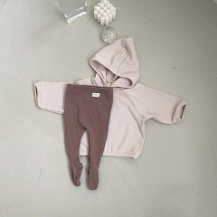 Conyson Striped Organic Cotton Baby tight pants with Foot Solid Pure Color Ruffle Ribbed Tights Leggings baby knitted  Leggings
