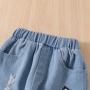 Wholesale spring autumn Mesh Solid Color Shirts Clothes hole pearl jeans sets Girl Fashion Outfits Girl Clothes Sets
