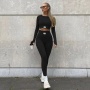 Conyson Wholesale Athletic Clothing Ladies Gym Fitness Sports Workout Yoga Clothes Activewear Seamless Women Crop Top Yoga Set
