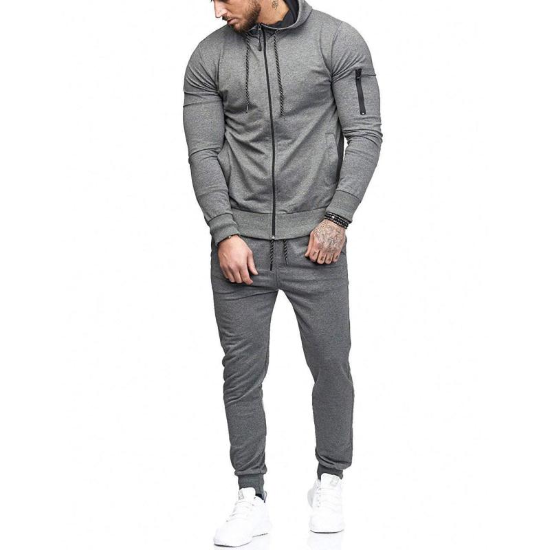 Conyson High Quality Custom Logo Spring Jumpsuit Plus Size Tracksuit Men's 2Pcs Sport Wear Slim Joggers Hoodies Long Men Set