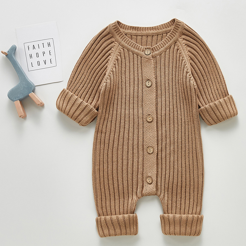 2022 Autumn Baby Romper Knitted Newborn Girls Boys Jumpsuit Outfit Solid Toddler Children Clothing Long Sleeve One Piece