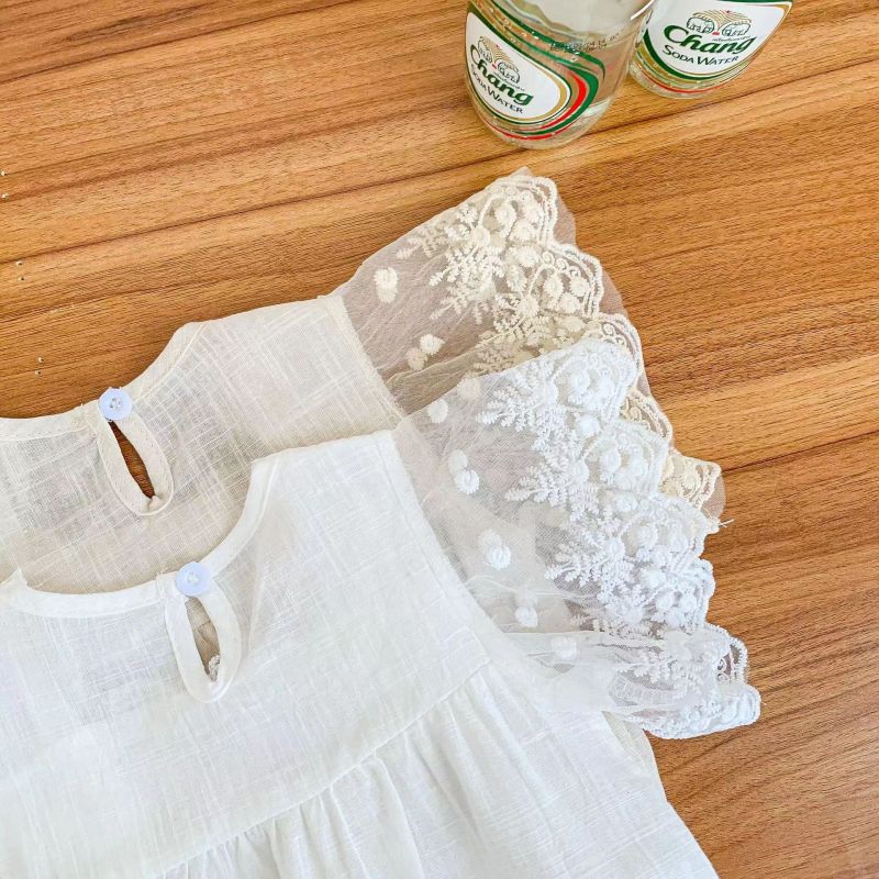 Conyson Wholesale Custom Cute Soft Toddler Clothes New Born Cute Baby Summer Girls Lace Cotton Short Sleeve Baby Girl Rompers