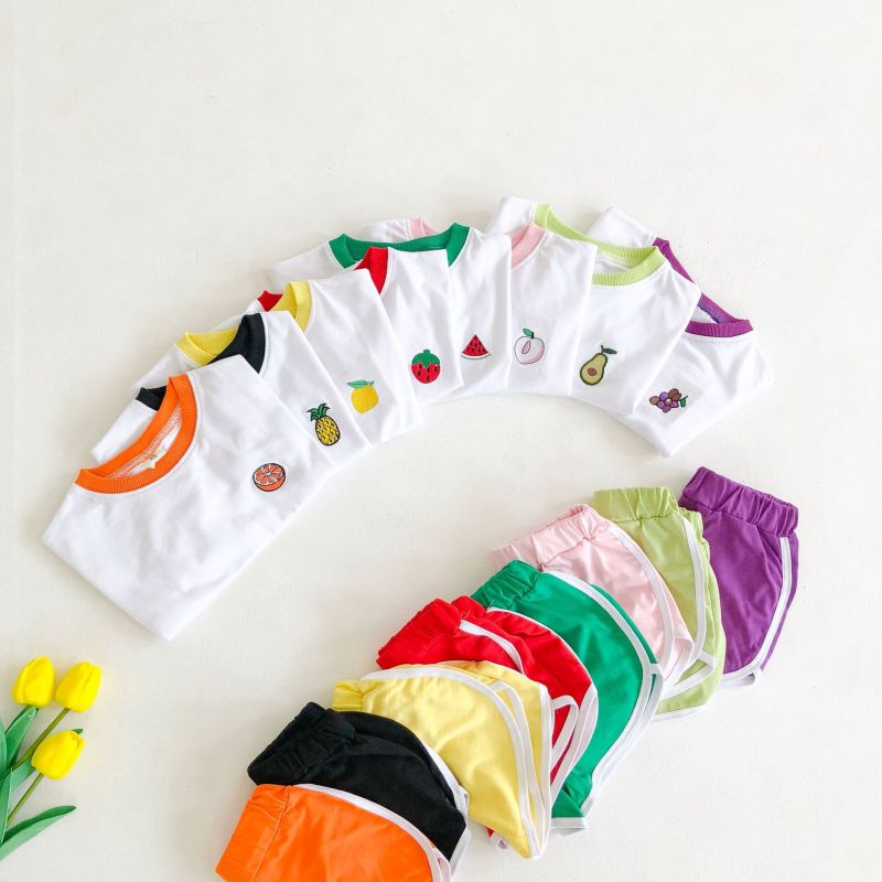 New Kids Clothes Set Cute Print Boy Girl Two Piece Sets Cute Fruit Pattern Girl Shirt Shorts Tops Pants Outfits Summer Set