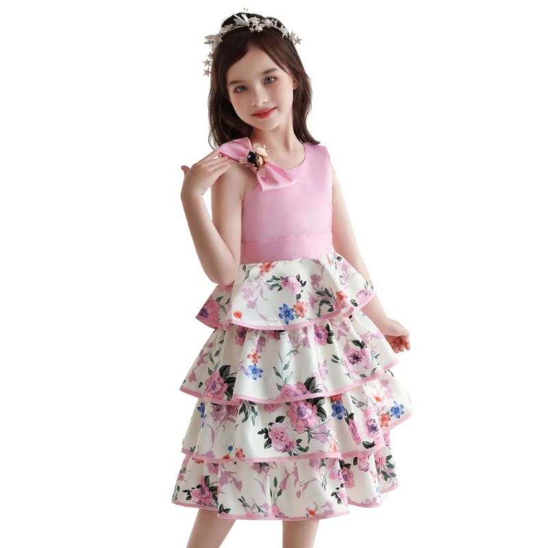 Hot Sale Baby Girls Dresses Wholesale Summer Children Clothing New Baby Girl Party Cotton Printed Princess Girls Dress