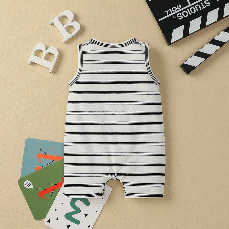 Latest Baby Boy Summer Cotton 2021 Comfortable Breathable Summer Baby Boy Toddler Organic Cotton Sleeveless Romper Clothes