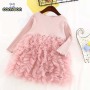 Conyson Wholesale High Quality Spring Mesh Baby Clothing Sets Knit O-Neck New Designers Long Sleeve Girls Princess Dress